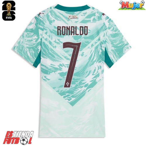 Portugal Cristiano Ronaldo #7 Segunda Equipación Mujer Mundial 2026 Manga Corta